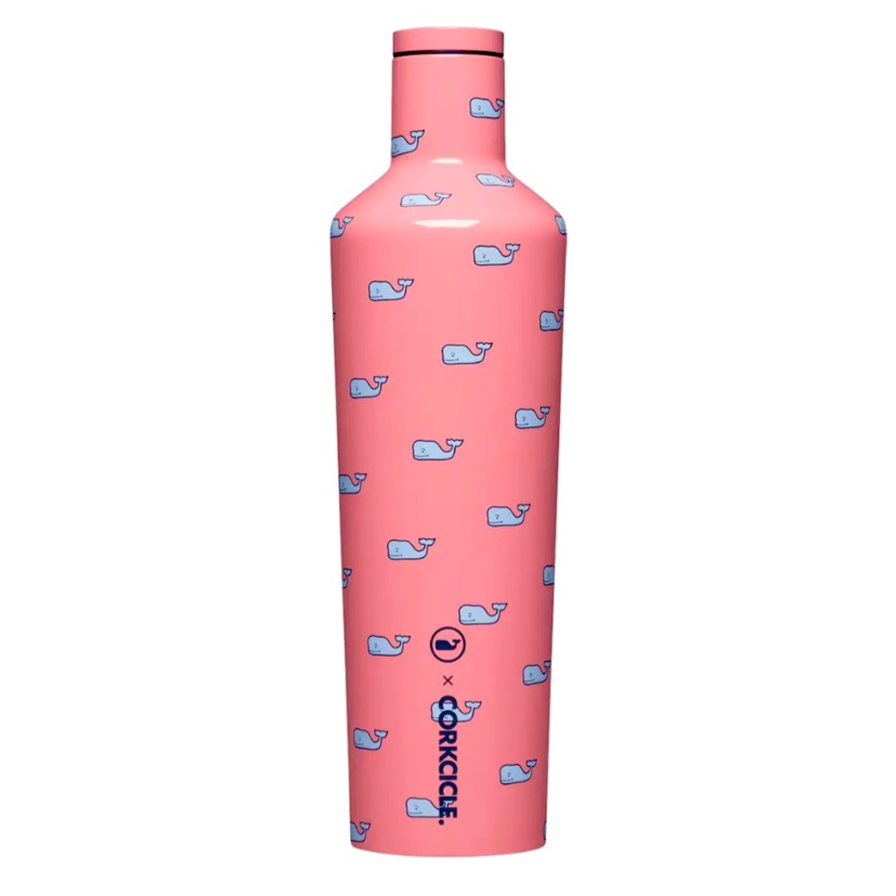 Vineyard Vines x Corkcicle Tumbler 25oz Canteen Pink with Blue Whales New - Picture 2 of 10